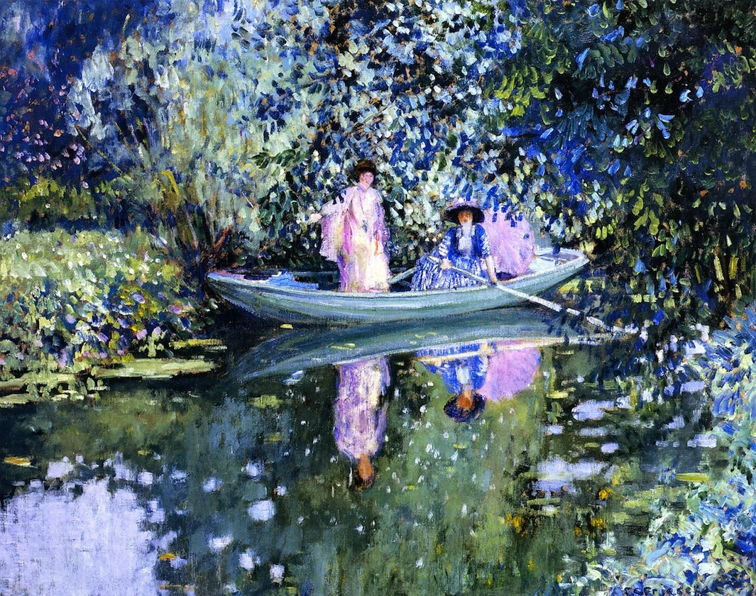 Giornata grigia sul fiume (conosciuta anche come Due signore in barca)